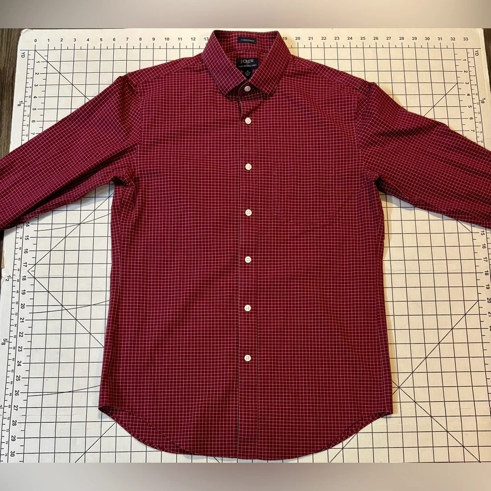 J. Crew Men’s Size Medium (15-15.5) Red Thompson Flex‎ Wrinkle Free Dress Shirt